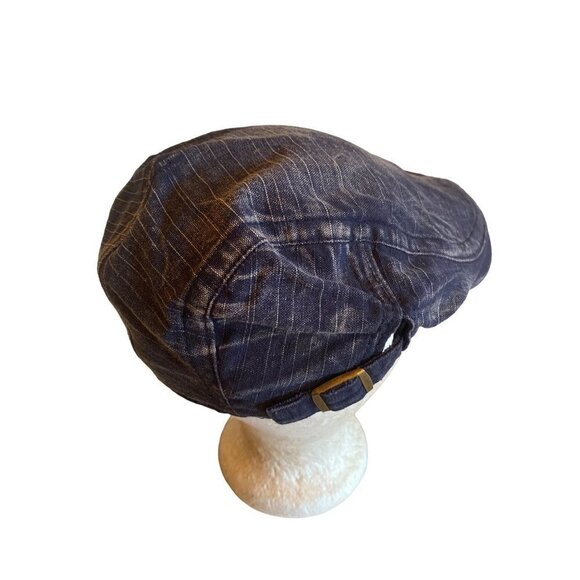Distressed Denim Blue Newsboy Cabbie Adjustable Cap Hat - Picture 2 of 6